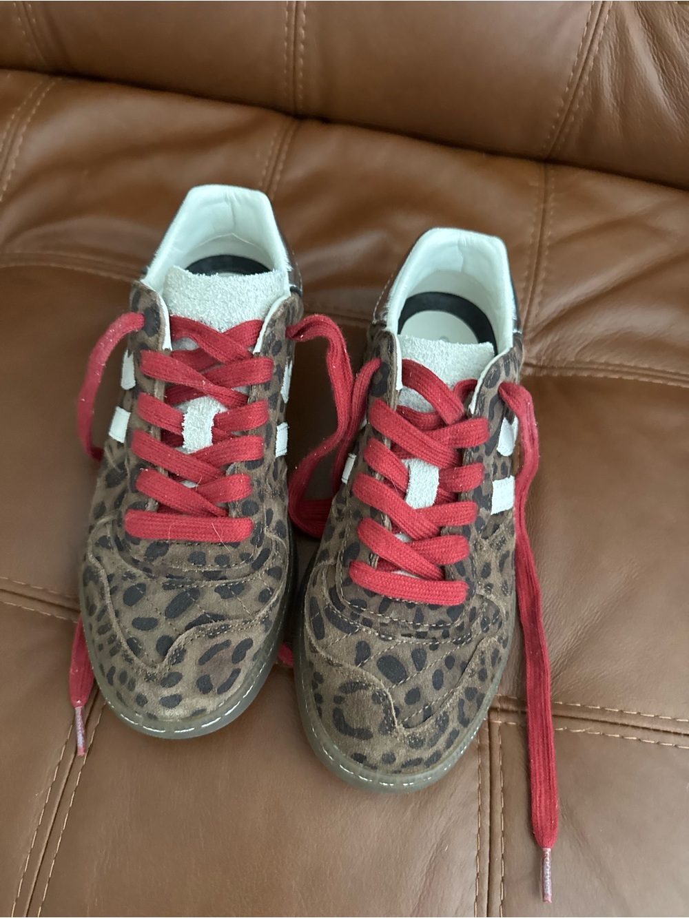 Coolway Leopard Print Sneakers with Red Laces